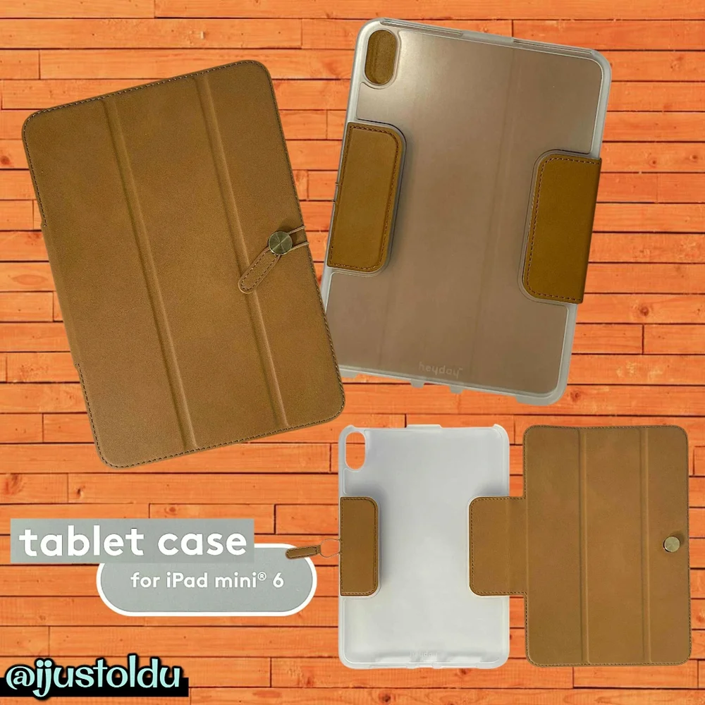 heyday Tablet Case for iPad Mini 6 | Brown Faux Leather | Tri-Fold Viewing Stand